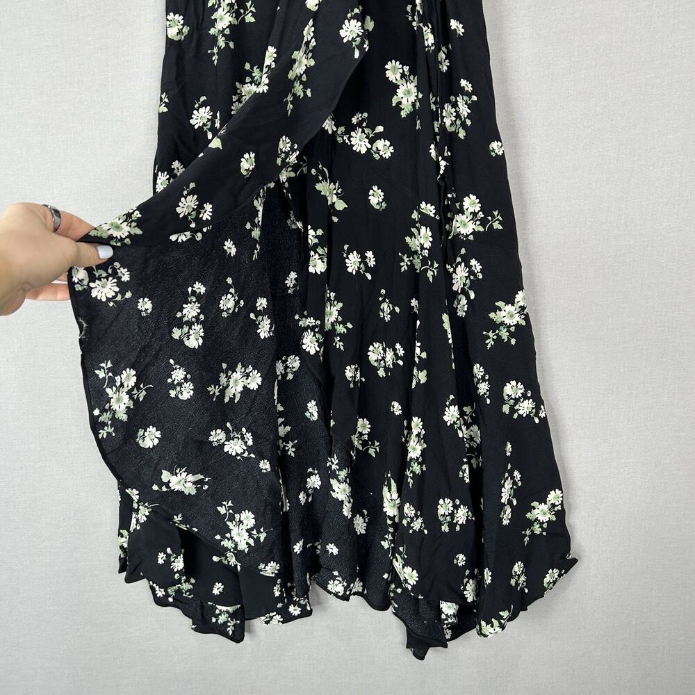 & Other Stories Floral Wrap Maxi Dress Womens 0 Black Prairie Cottagecore Fairy - Picture 5 of 16